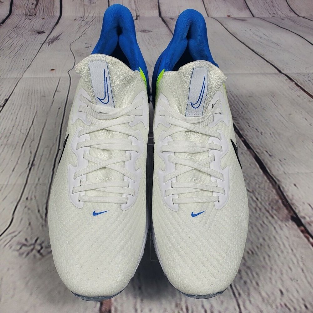 Nike Golf Shoes Mens 10.5 White Blue Air Zoom Infinity Tour Flyknit Swoosh Logo - Picture 7 of 10
